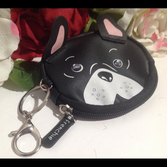 Frenchie Keyring Coin Purse Black Bulldog Face - Picture 3 of 12